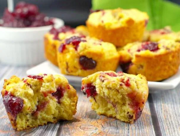 Cranberry Swirl Cornbread Muffins