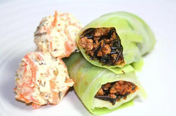 California Wild Rice & Beef Cabbage Wrap con Ricotta Cheese croccante